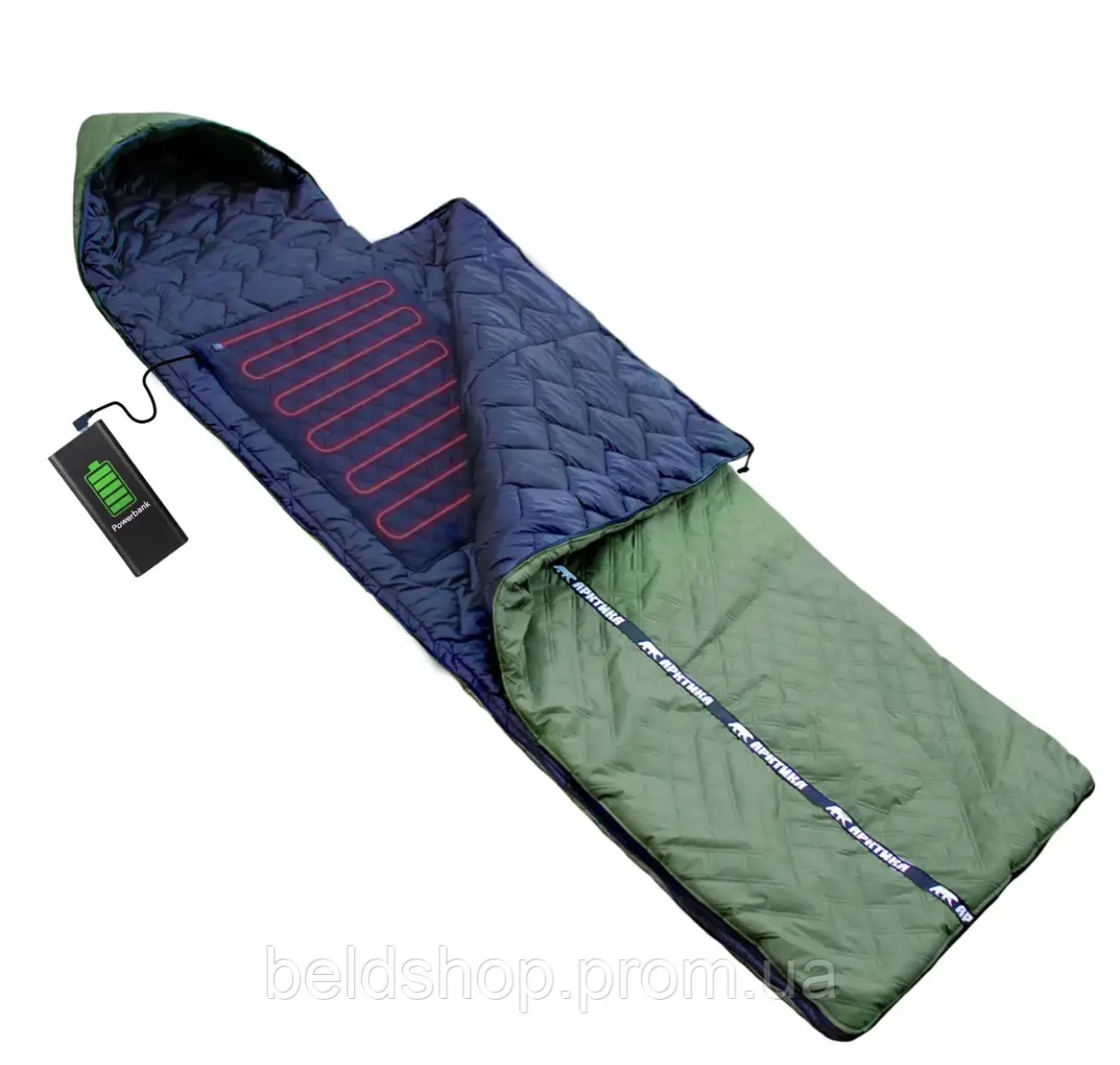 Спальник з підігрівом розкритий